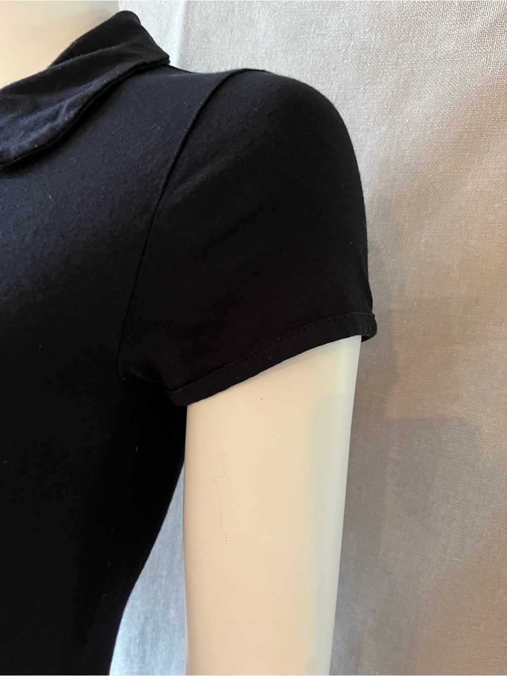 Peter Pan Collared Chic Black soft Jersey Dress XS - Picture 4 of 8